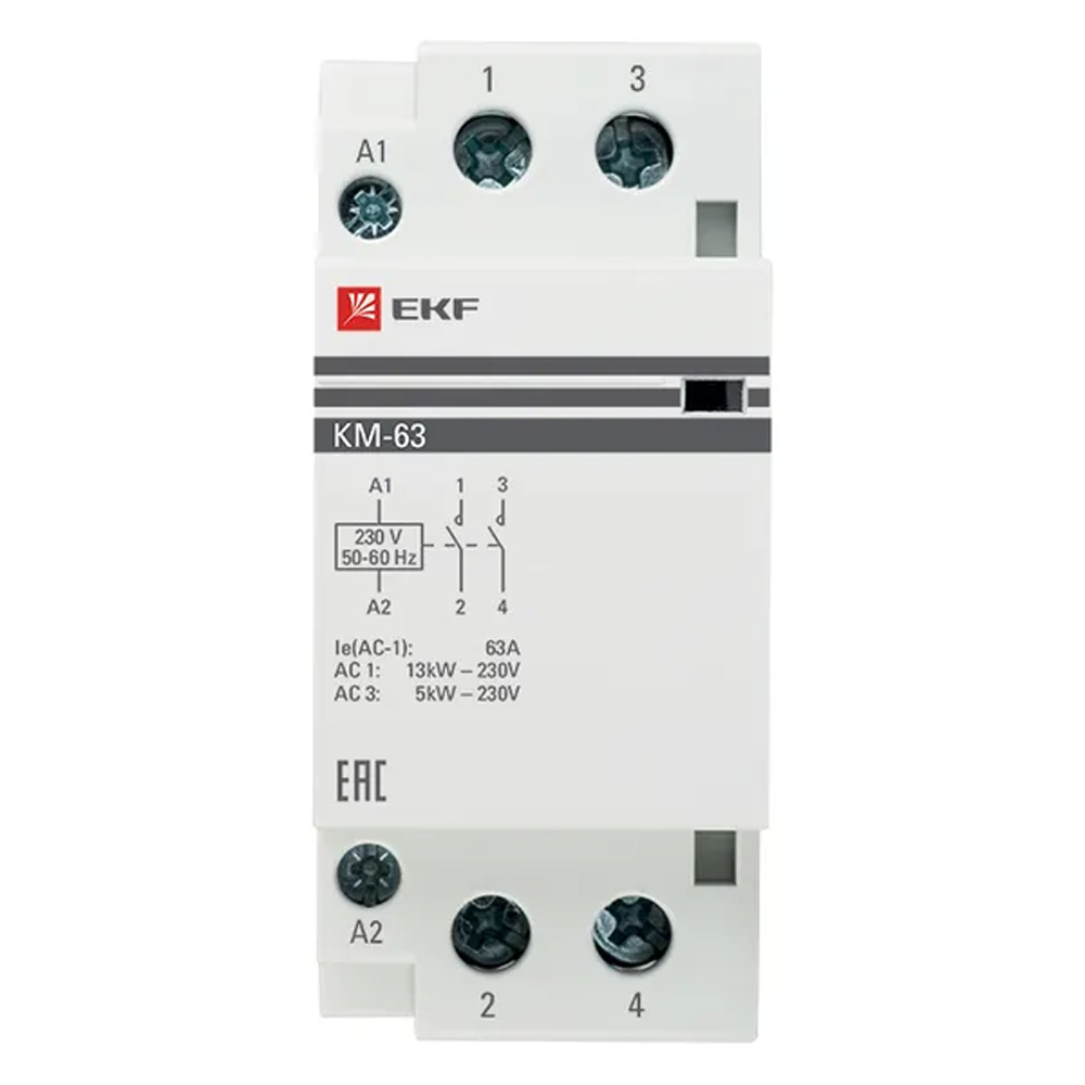 Фото Контактор модульный КМ 63А 2NО (2 мод.) EKF km-2-63-20 (1)