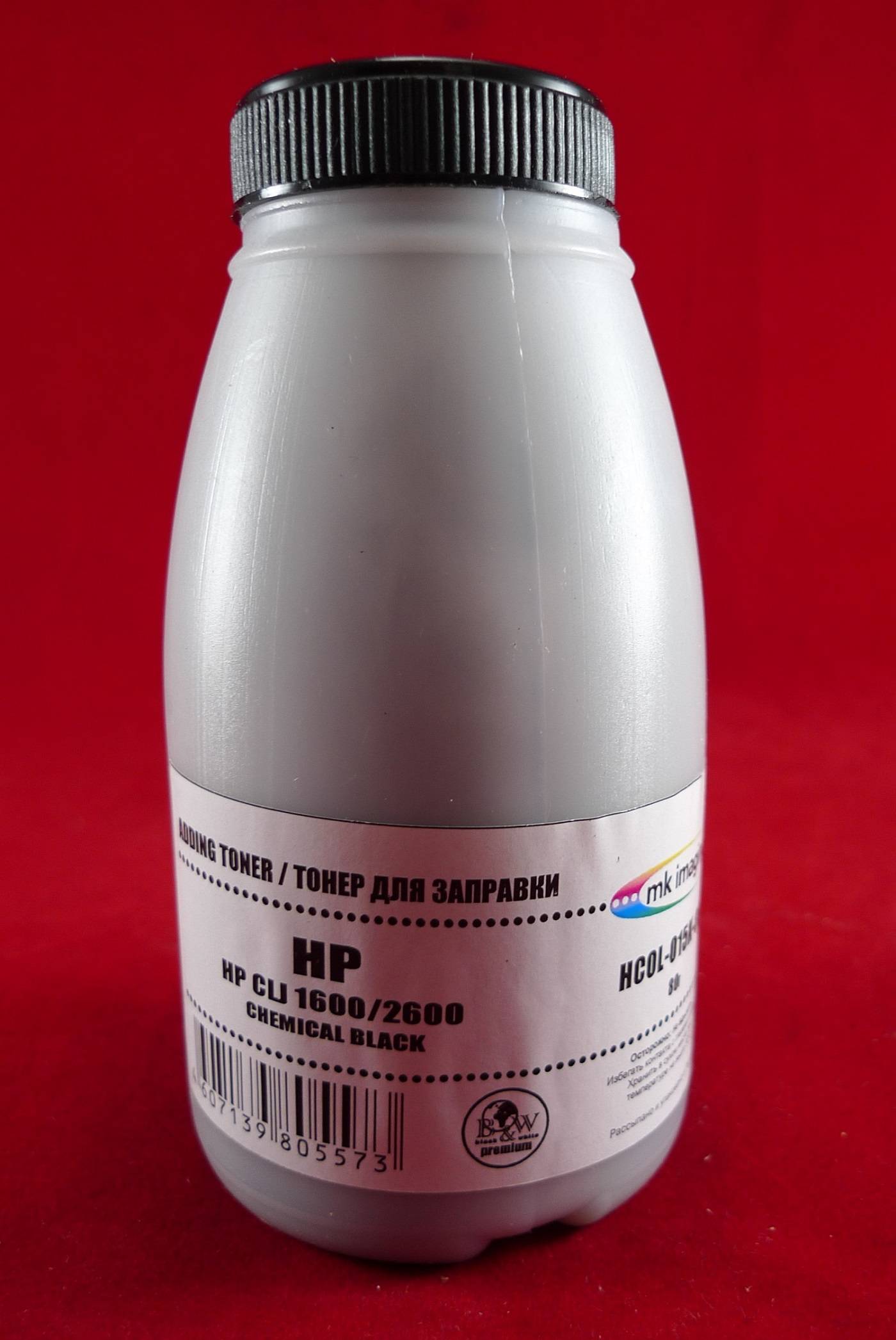 Фото Тонер HP CLJ 1600, 2600 Black, химический (фл. 80г) B&W Premium (Mitsubishi) фас. России {HCOL-015K-80}