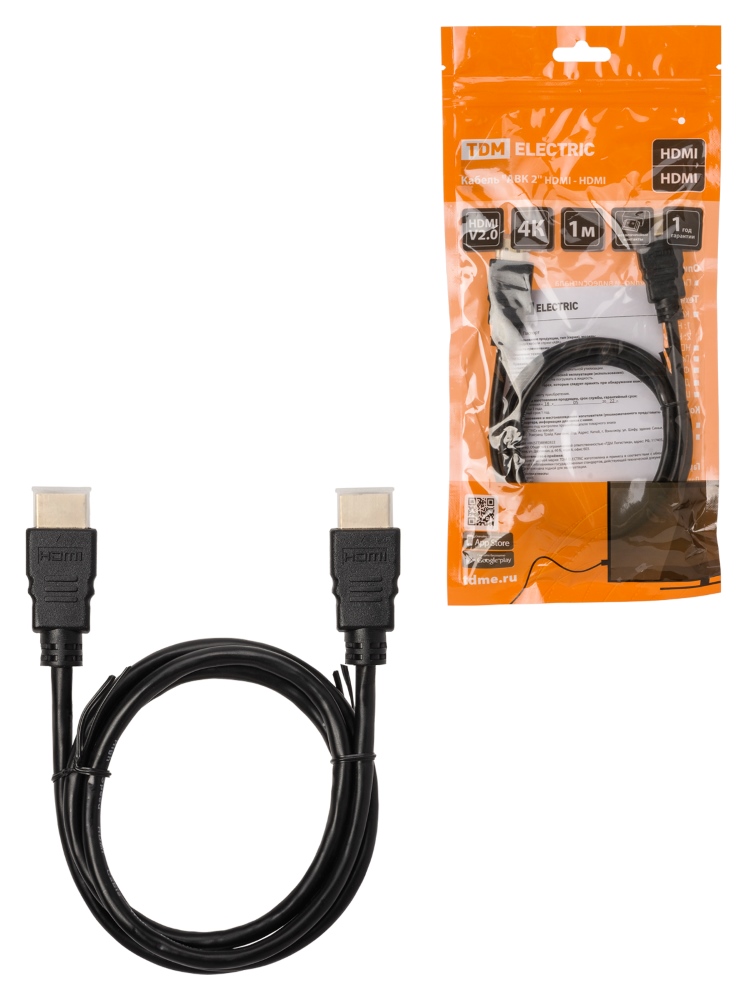 Фото Кабель "АВК 1" HDMI - HDMI, v2.0, позолоченные контакты, 1 метр, TDM {SQ4040-0001} (1)