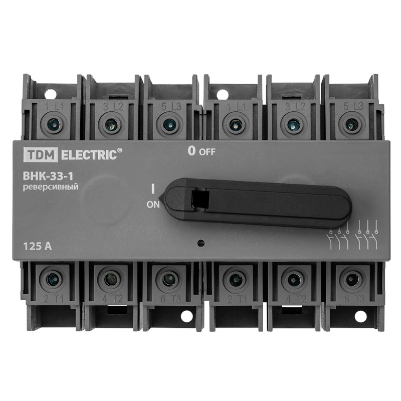 Фото Рубильник ВНК-33-1 3П, 125 А, реверсивный TDM Electric {SQ0744-0419} (5)