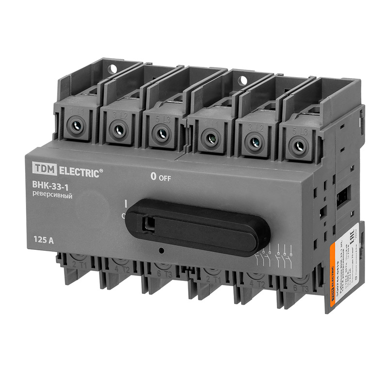 Фото Рубильник ВНК-33-1 3П, 125 А, реверсивный TDM Electric {SQ0744-0419}
