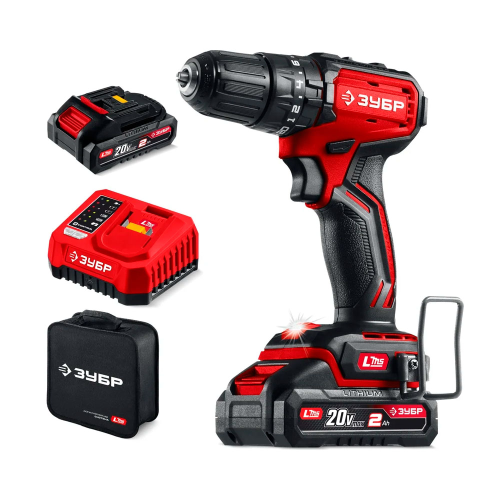 Фото Бесщеточная ударная дрель-шуруповерт, 45 Н·м, 2 АКБ LMS (2 А·ч), 20 В, сумка, ЗУБР {ДБУ-45-22} (1)