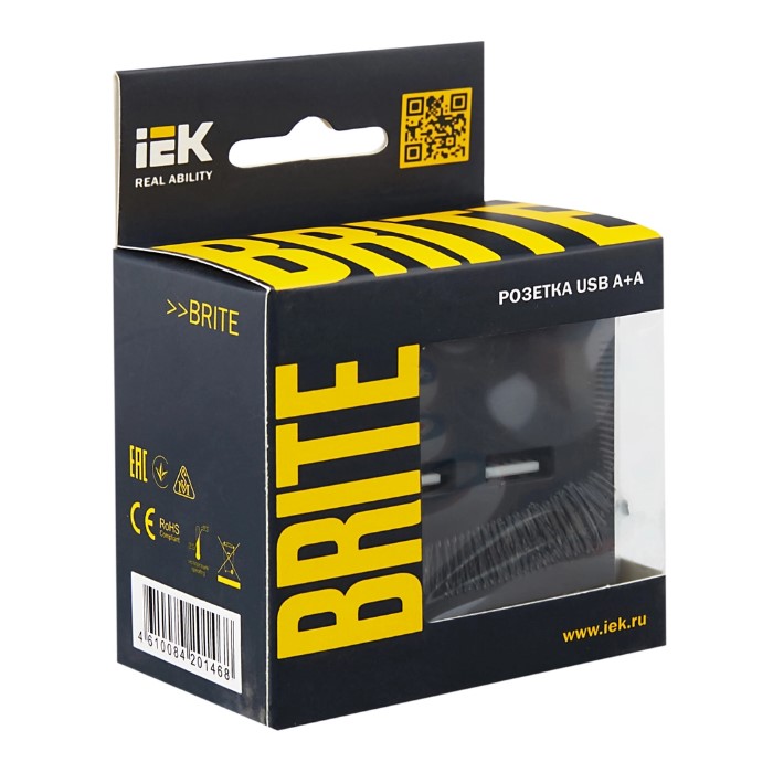 Фото Розетка BRITE USB A+A 3.1А РЮ10-1-БрГ графит IEK BR-U21-D31-K53 (6)