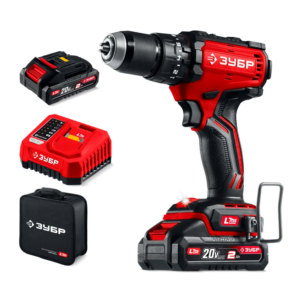Фото Бесщеточная ударная дрель-шуруповерт, 65 Н·м, 2 АКБ LMS (2 А·ч), 20 В, сумка, ЗУБР {ДБУ-65-22} (1)