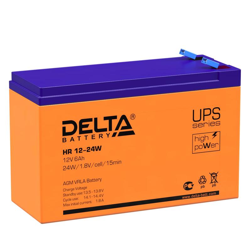 Фото Аккумулятор 12В 6А.ч Delta HR 12-24 W (HR 12-24W) {4614010630003}