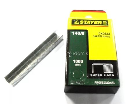 Фото STAYER 8 мм скобы для степлера плоские тип 140, 1000 шт {31610-08}