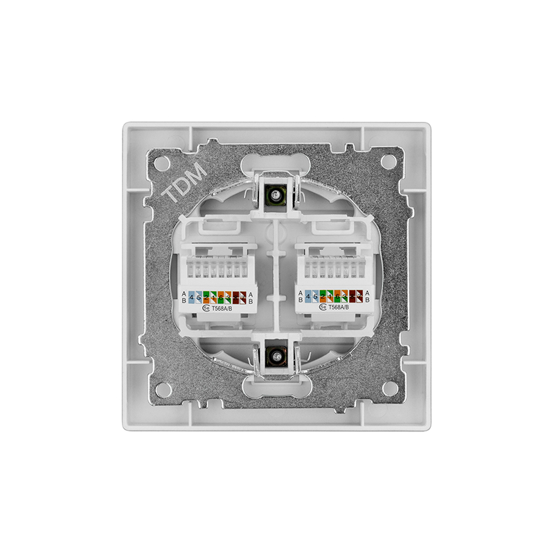 Фото Розетка компьютерная двойная RJ45 серебр. металлик "Сенеж" TDM {SQ1816-0244} (2)