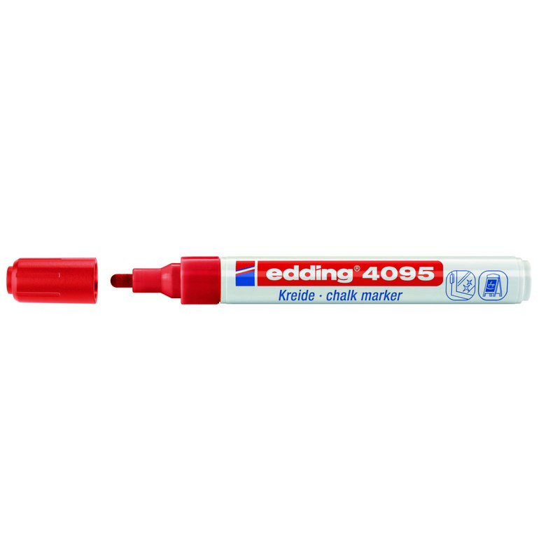 Фото Маркер меловой Edding E-4095 красный, круглый наконечник 2-3 мм, стираемый {E-4095#2}