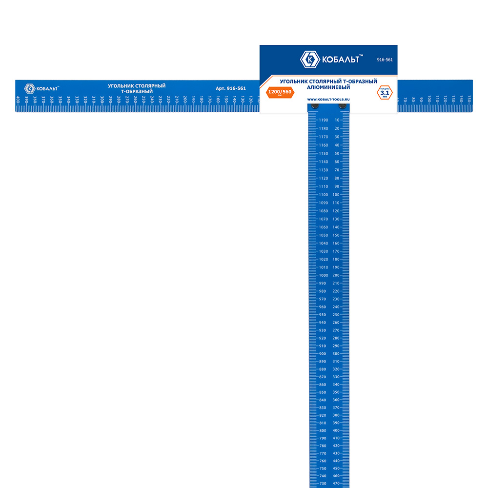 Фото Угольник КОБАЛЬТ столярный Т-образный 1200*560 мм, толщина 3,1 мм, алюминиевый, порошковое покрытие (916-561) (3)