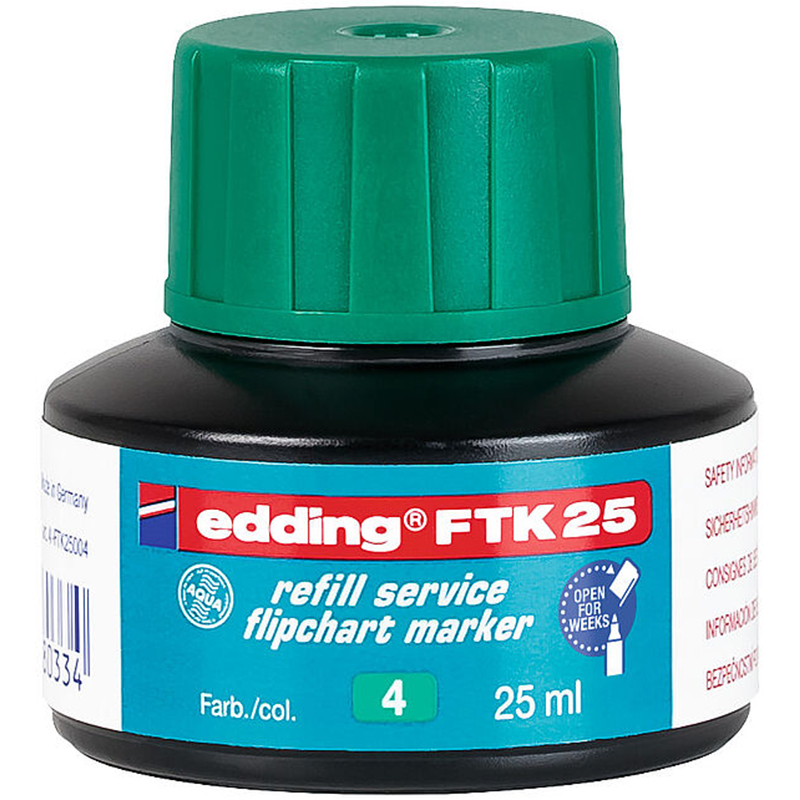 Фото Пигментные чернила Edding для флипчарт-маркеров, 25 мл, зеленый {E-FTK25#4}