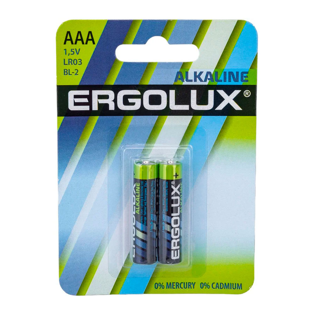 Фото Элемент питания алкалиновый LR03 BL-2 1.5В Alkaline (блист.2шт) Ergolux 11743