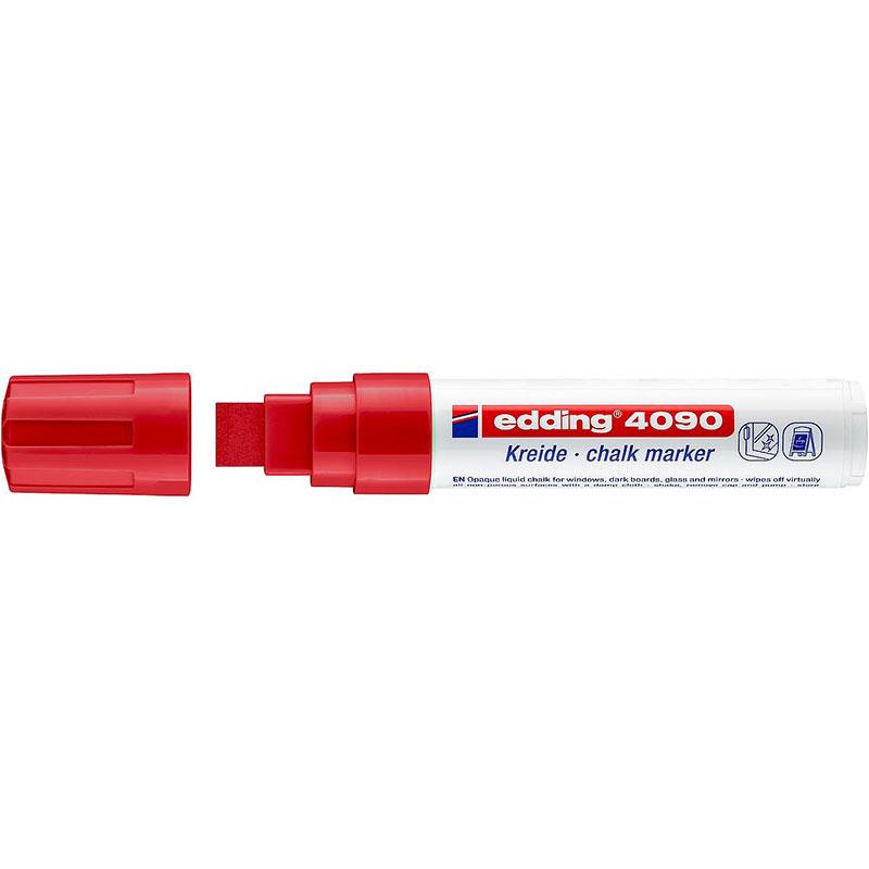 Фото Маркер меловой Edding E-4090 красный, клиновидный наконечник 4-15 мм, стираемый {E-4090#2}