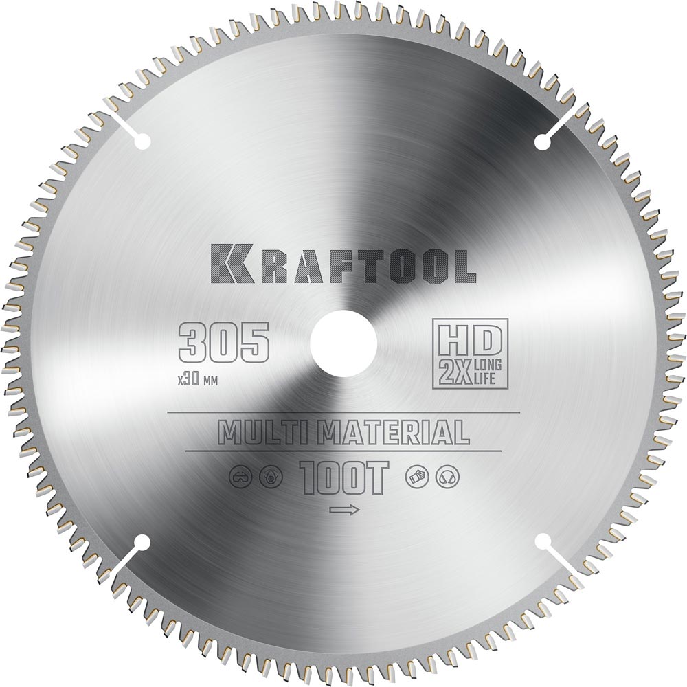 Фото Пильный диск по алюминию KRAFTOOL Multi Material, 305 х 30 мм, 100Т {36953-305-30}