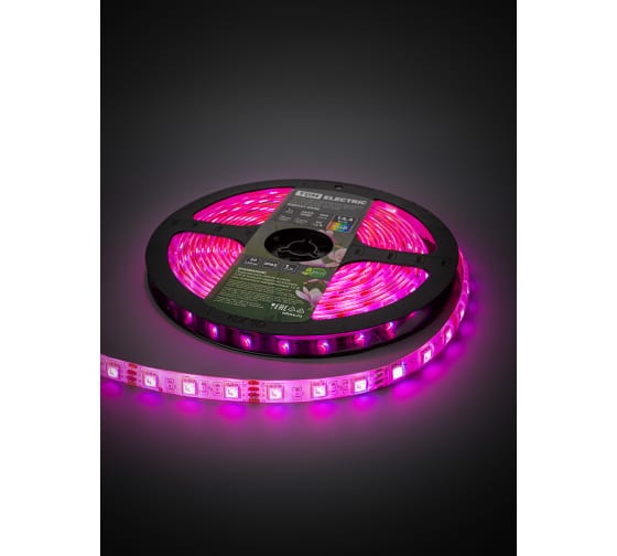 Фото Лента светодиодная SMD5050-60 LED/м-IP65-12 В-14,4 Вт/м-RGB блистер TDM {SQ0331-0346} (2)