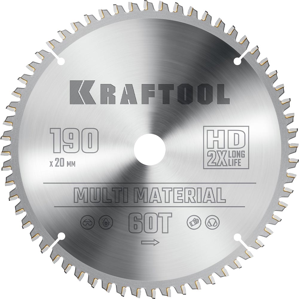 Фото Пильный диск по алюминию KRAFTOOL Multi Material, 190 х 20 мм, 60Т {36953-190-20}