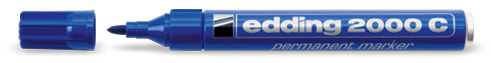 Фото Перманентный маркер Edding E-2000C синий, круглый наконечник 1.5-3 мм, заправляемый (блистер) {E-2000C#1-B#3} (1)