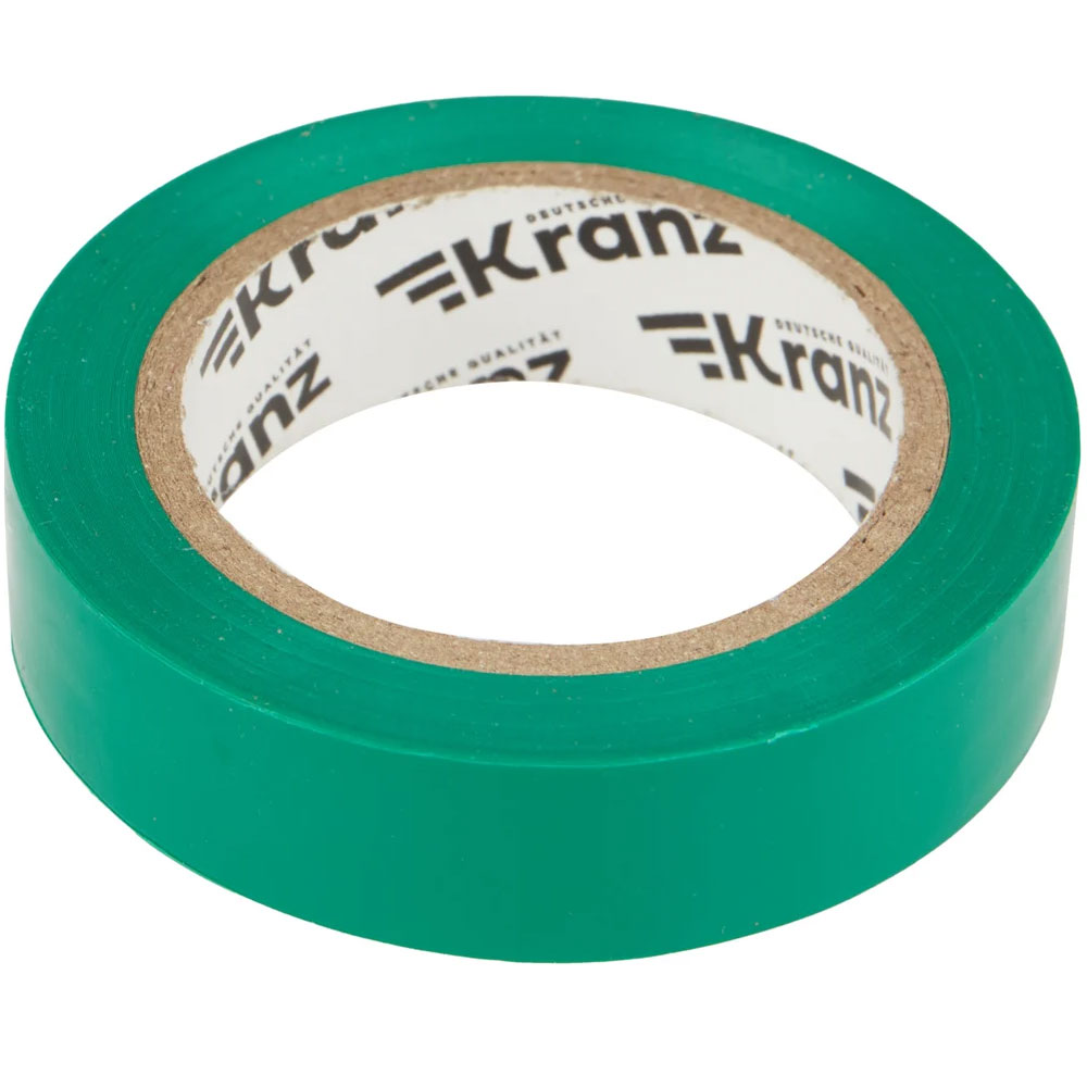 Фото Изолента ПВХ KRANZ 0.13х15 мм, 10 м, зеленая {KR-09-2003}