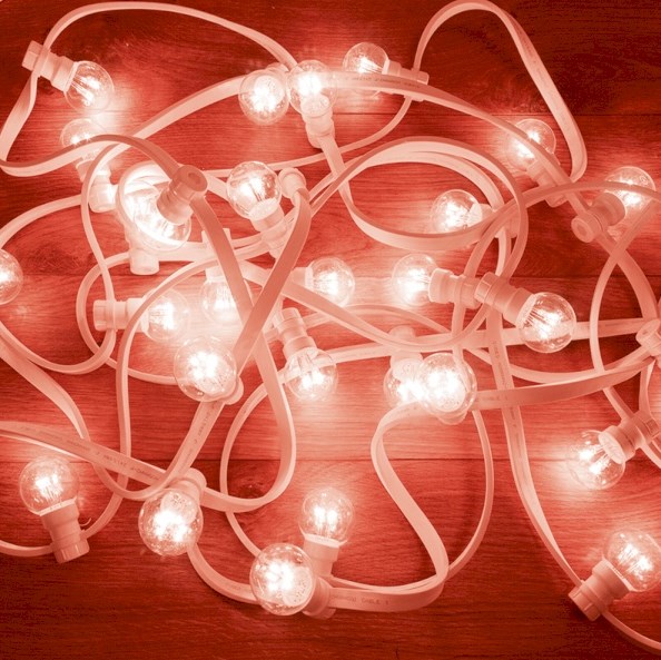 Фото Гирлянда LED Galaxy Bulb String 10м, белый каучук, 25 ламп*6 LED красные, влагостойкая IP65 {331-302}