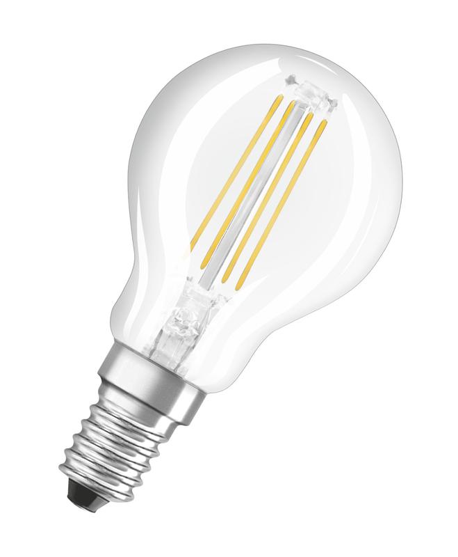 Фото Лампа светодиодная филаментная LED STAR CLASSIC P 60 5W/840 5Вт шар 4000К нейтр. бел. E14 600лм 220-240В прозр. стекл. OSRAM 4058075212480