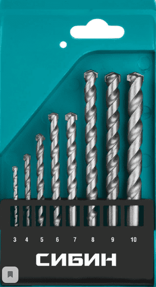 Фото СИБИН 8 шт: d 3-4-5-6-7-8-9-10 мм набор сверл по бетону {29112-H8}