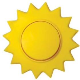 Фото Выключатель одноклавишный KRANZ HAPPY Солнце скрытой установки, желтый {KR-78-0617}