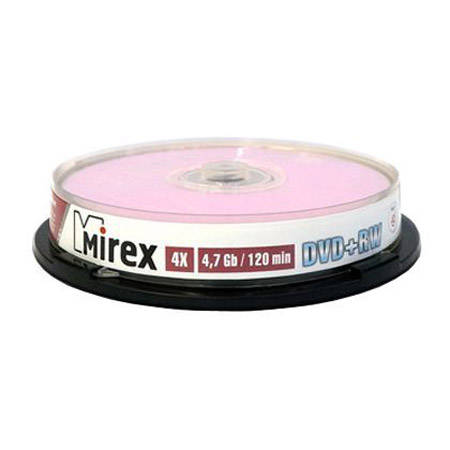 Фото Диск DVD+RW Mirex 4.7 Gb, 4x, Cake Box (10), (10/300) 202639 {UL130022A4L}