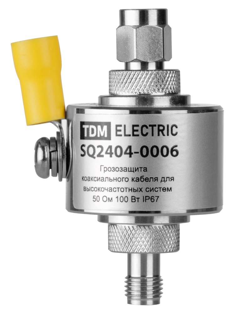 Фото Грозозащита коакс кабеля ВЧ систем, SMA-гнездо/SMA-штекер 50 Ом DC-6 ГГц 200Вт, с зазем, IP67, TDM {SQ2404-0006} (3)