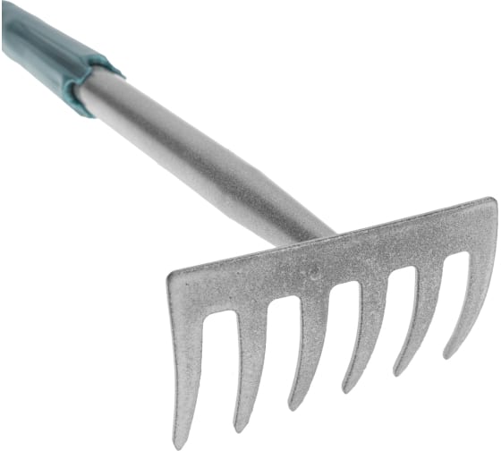 Фото Грабли 6 прямых зубьев с цельнометаллической ручкой, покрытой пластиком ЧЕТЫРЕ СЕЗОНА {64-0017}