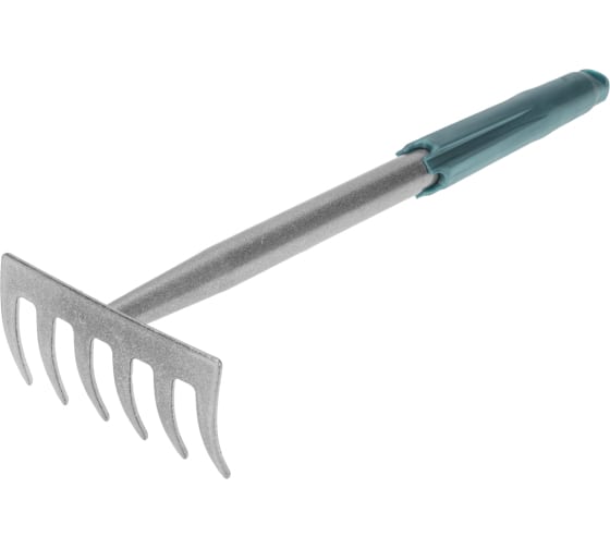 Фото Грабли 6 прямых зубьев с цельнометаллической ручкой, покрытой пластиком ЧЕТЫРЕ СЕЗОНА {64-0017} (1)