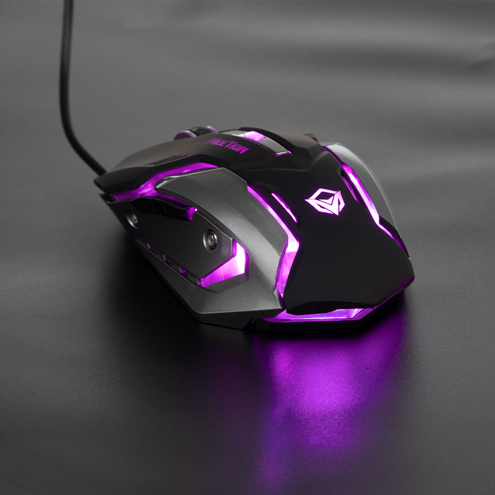Фото Проводная игровая мышь MeeTion, RGB, 2400 dpi, 1.6 м, USB, 6 кнопок, черный/серый {MT-M915-BK} (7)