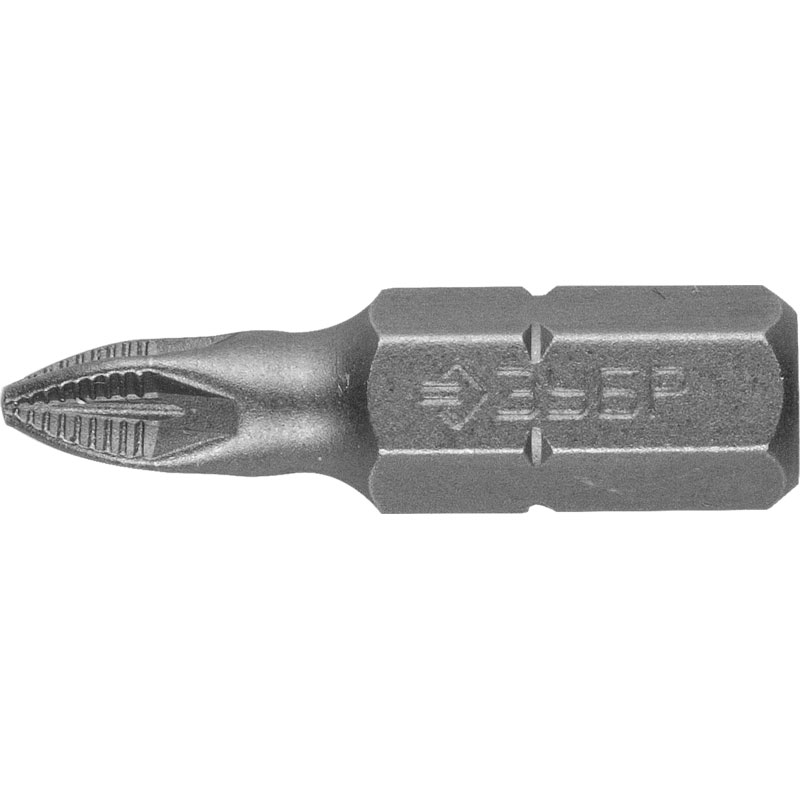 Фото Биты ЗУБР "МАСТЕР" кованые, хромомолибденовая сталь, тип хвостовика C 1/4", PZ1, 25 мм, 2 шт {26003-1-25-2}
