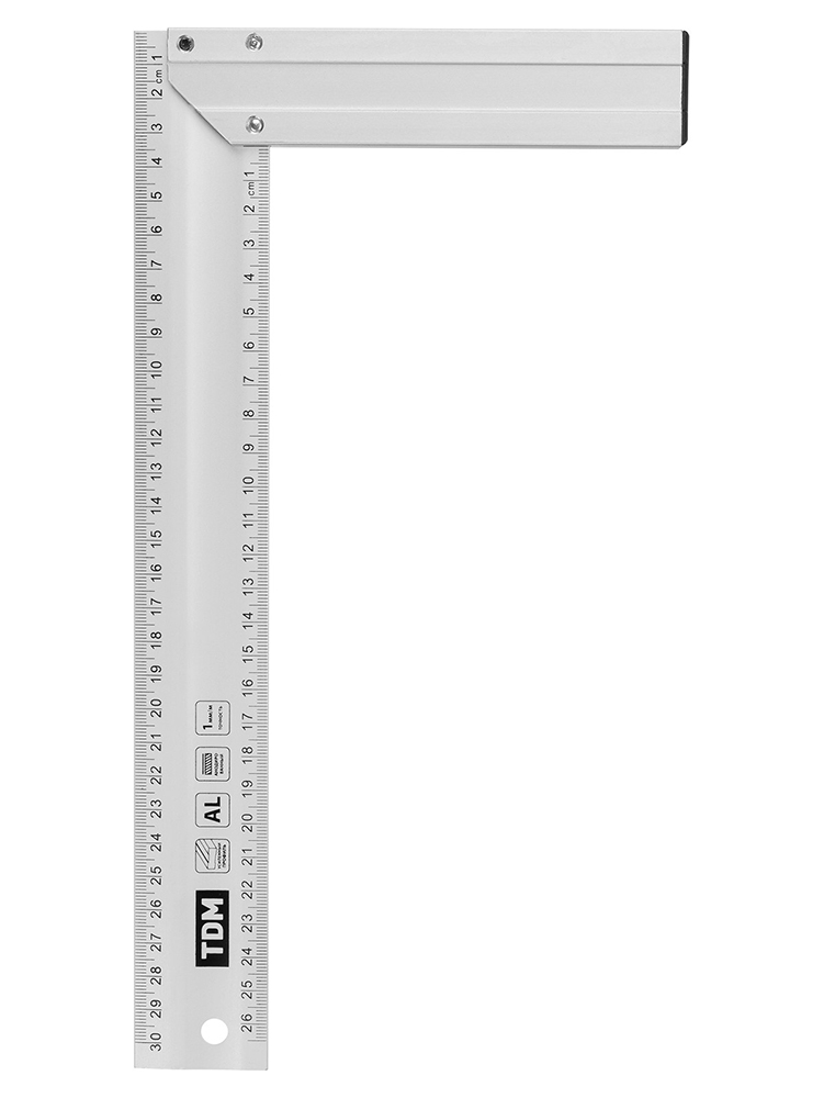 Фото Угольник столярный 300 мм алюминиевый, усиленный, облегченная рукоятка, "Рубин" TDM {SQ1018-0512}