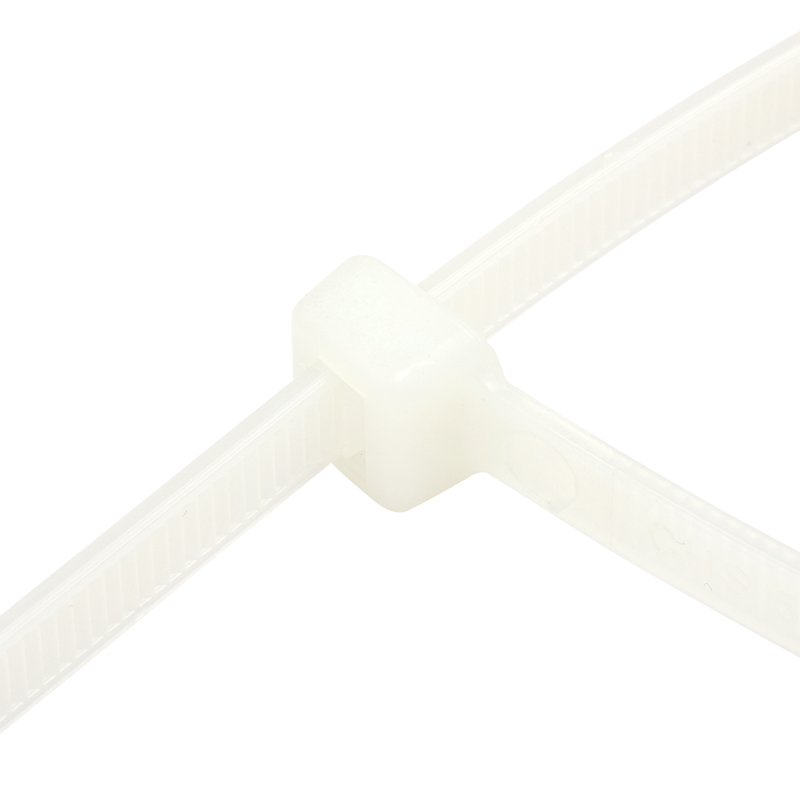 Фото Хомут-стяжка кабельная нейлоновая Rexant 200 x7,6 мм, белая, упаковка 100 шт. {07-0202} (1)