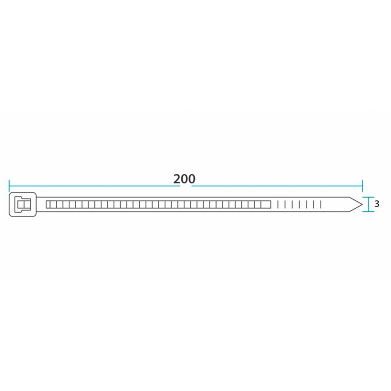 Фото Хомут-стяжка кабельная нейлоновая Rexant 200 x7,6 мм, белая, упаковка 100 шт. {07-0202} (4)