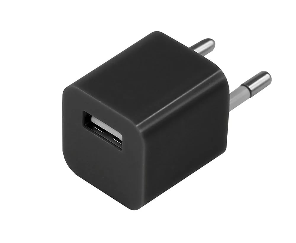 Фото Сетевое зарядное устройство Rexant «Квадрат» USB (СЗУ) (1000 mA) черное {18-1910}