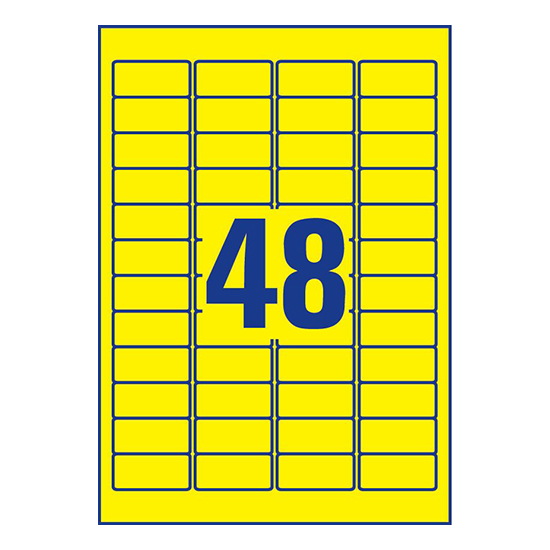 Фото Всепогодные пленочные этикетки Avery Zweckform для лазерных принтеров, желтые 45.7x21.2 мм (48 шт. на листе A4, 20 листов) {L6103-20} (4)