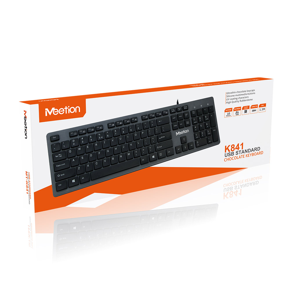 Фото Проводная ультратонкая клавиатура MeeTion, USB, 1.5 м, мембранная, латиница/кириллица {MT-K841} (7)