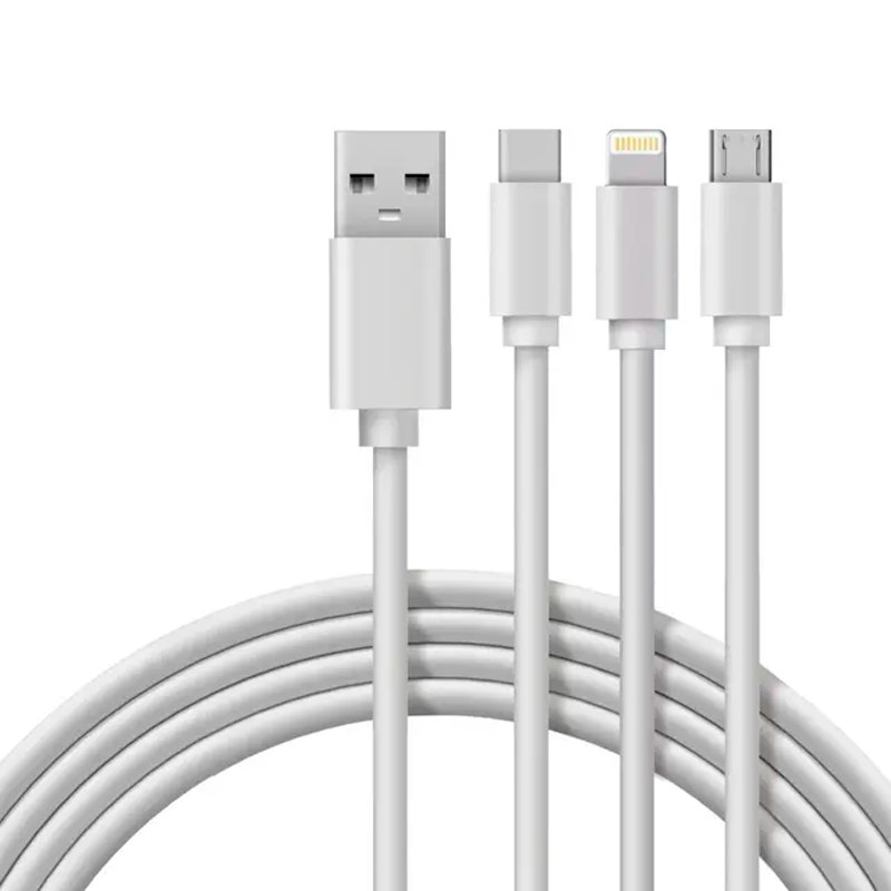 Фото Кабель USB 3в1 Type-С (3A), Lightning (2,4A), micro USB (2A) 1м, ПВХ REXANT {18-1127}