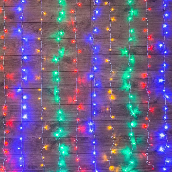 Фото Гирлянда «Светодиодный Дождь» 3х2 м, свечение с динамикой, прозрачный провод, 230 В, диоды мультиколор {235-098}