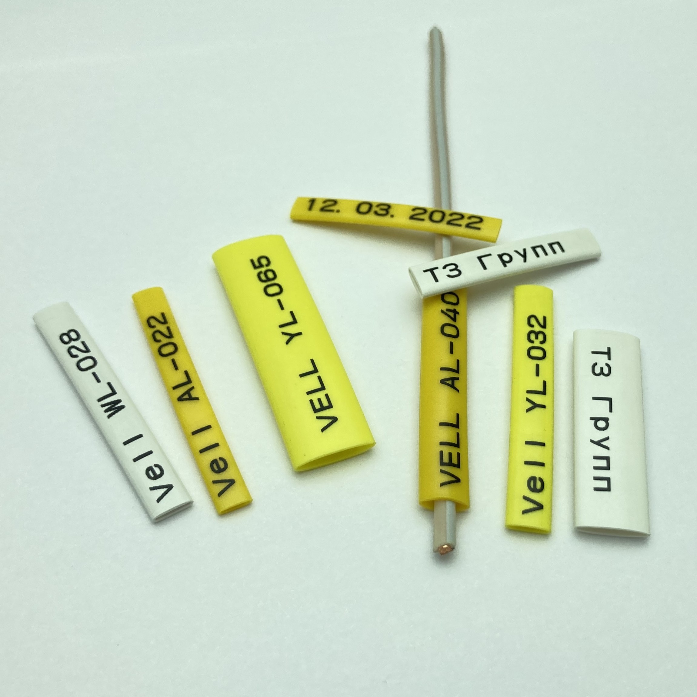 Фото Профиль ПВХ овальный Vell AL-032 для маркировки проводов, Ø 3,2 мм, 200 метров, янтарно-желтый, аналог Partex PO-05 (самозатухающий) {590395} (3)