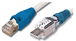 Фото Siemon T4A-S02M-B06L Патч-корд S/FTP, категория 6A, 4 пары TERA-RJ45, T568B, LSOH, 2 м, слоновая кость, синие колпачки {242381}