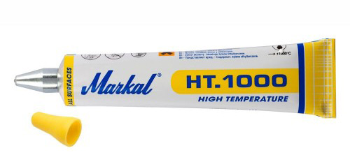 Фото Термостойкая маркировочная паста Markal HT.1000 с металлическим шариковым наконечником, 1000°C, 3 мм, желтый {M10330231}