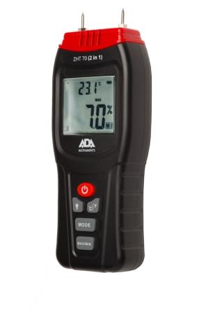Фото Измеритель влажности и температуры контактный ADA ZHT 70 (2 in 1) (древесина, стройматериалы, температура воздуха) {А00518} (2)