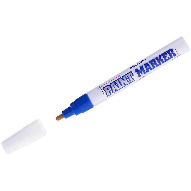 Фото Маркер-краска MunHwa синий PM-02, универсальный, нитро-основа, пулевидный наконечник, 4 мм {198805}