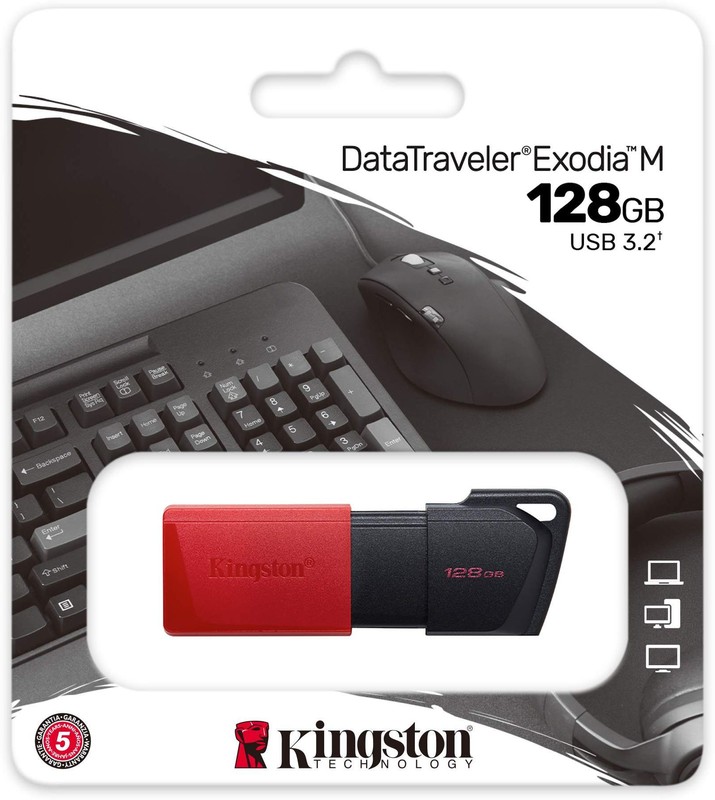Фото Флеш накопитель 128GB Kingston DataTraveler Exodia M, USB 3.2 черный/красный {DTXM/128GB} (1)