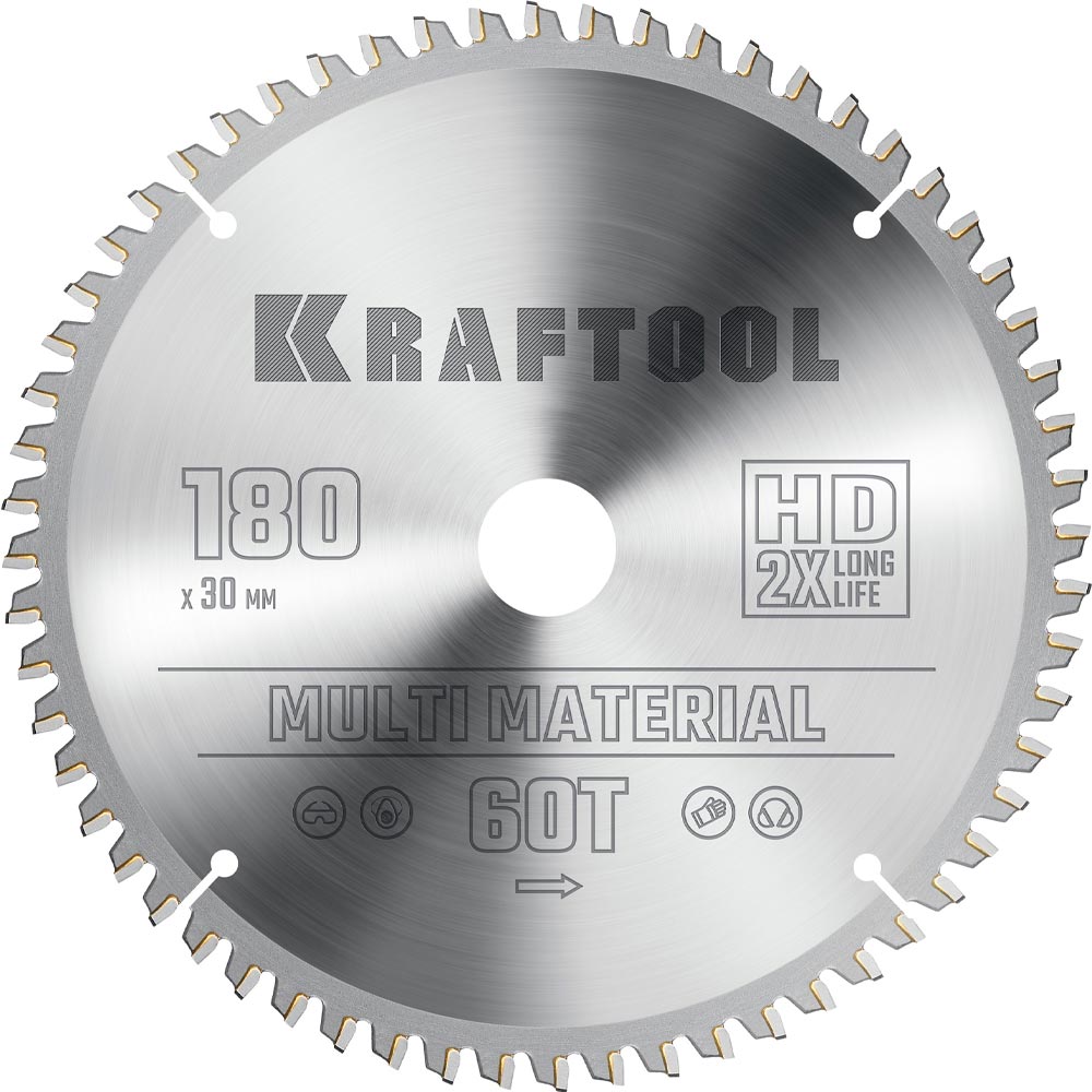 Фото Пильный диск по алюминию KRAFTOOL Multi Material, 180 х 30 мм, 60Т {36953-180-30}