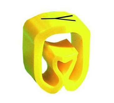 Фото Маркер закрытого профиля Partex PA-2 на провод 2.5-16.0 мм², символ "Y", желтый/черный (диск 250 шт.) {PA-20004SV40.Y}