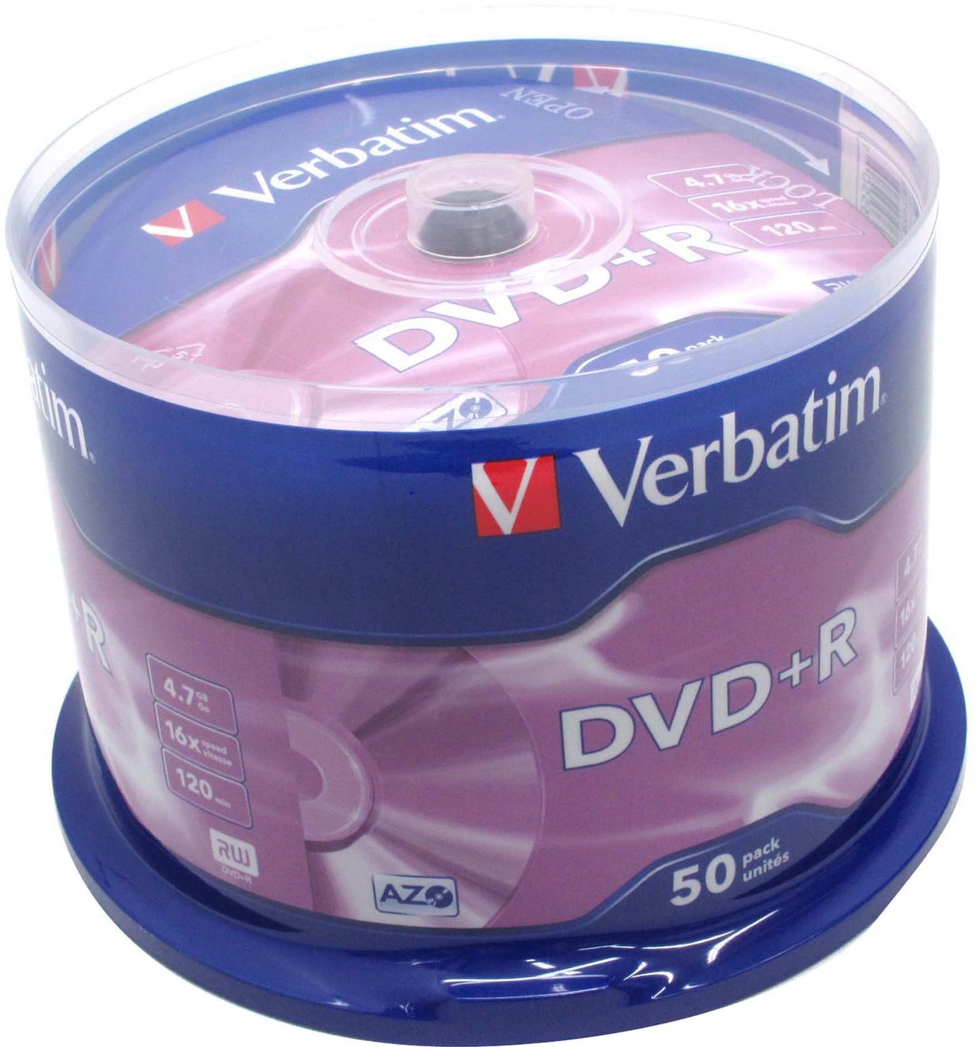 Фото Диск DVD+R Verbatim 4.7 Gb, 16x, Cake Box (50), (50/200) {43550}