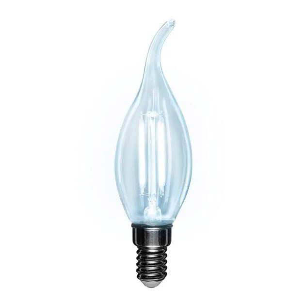 Фото Лампа филаментная Rexant Свеча на ветру CN37 7.5 Вт 600 Лм 4000K E14 диммируемая, прозрачная колба {604-106}
