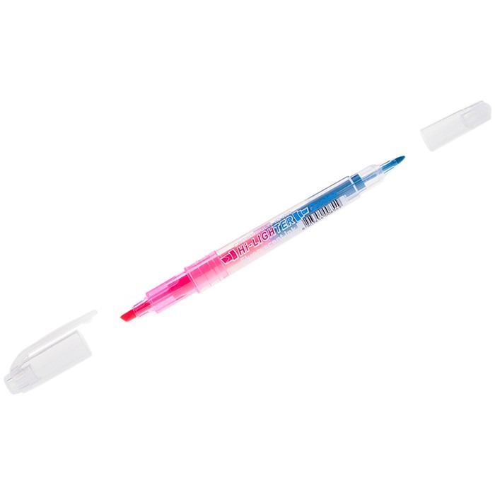 Фото Текстовыделитель двухсторонний Crown "Multi Hi-Lighter Twin" розовый/голубой, 3/2мм H2-1000 {208941}